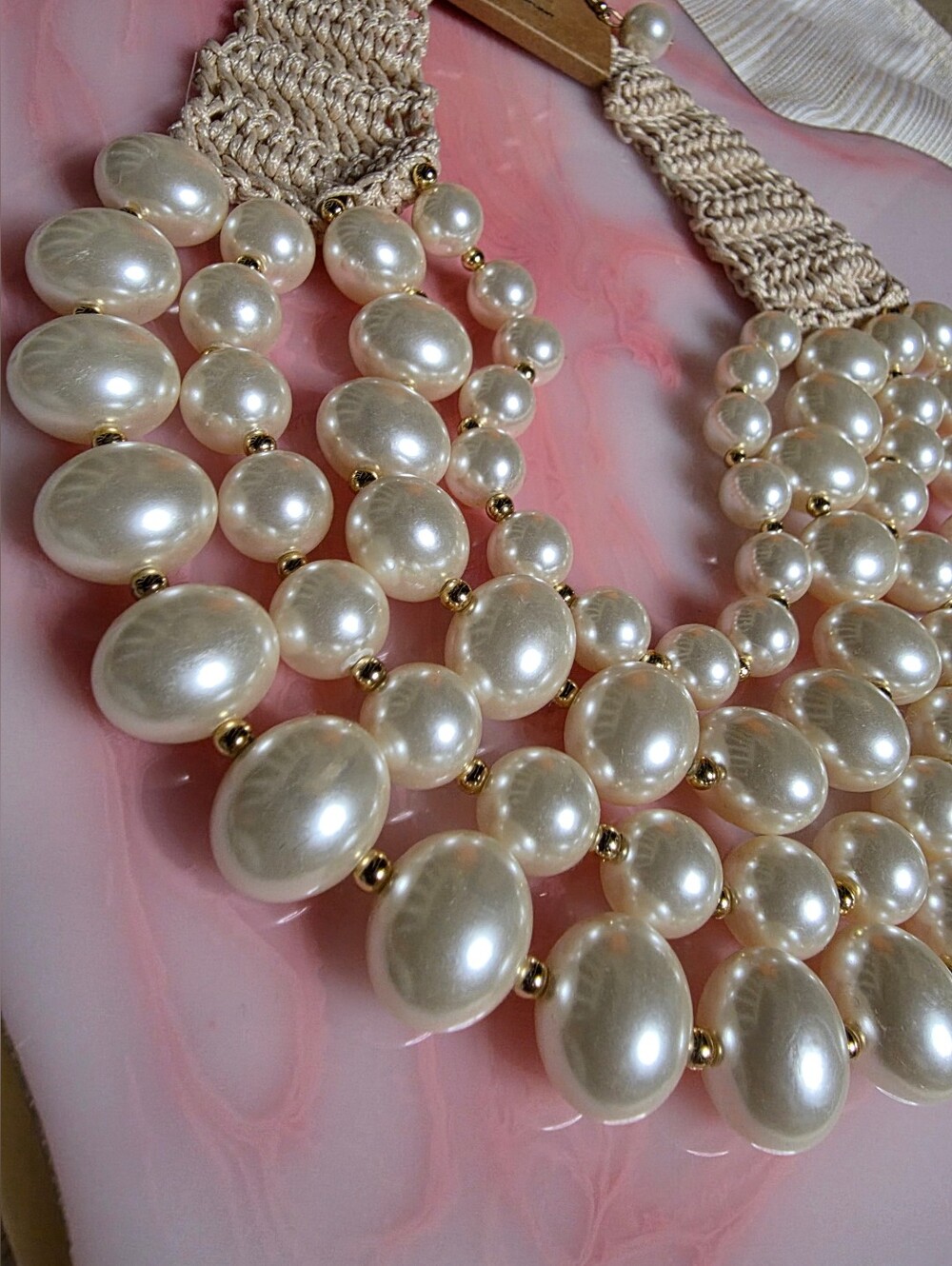 🦪Beige Pearlized Beaded Necklace & Earring Set